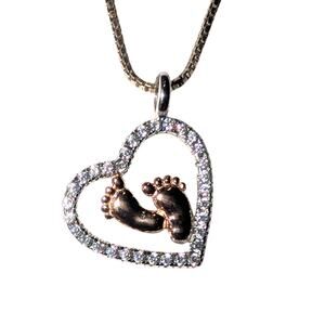 Aphrodite’s Mama of an Angel 925 Heart Pendant on 18" Gold‑Tone Chain Italy